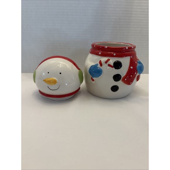 Boston Warehouse Trading Corp Ceramic Snowman Cookie Jar Medium Height 7” - Picture 7 of 16
